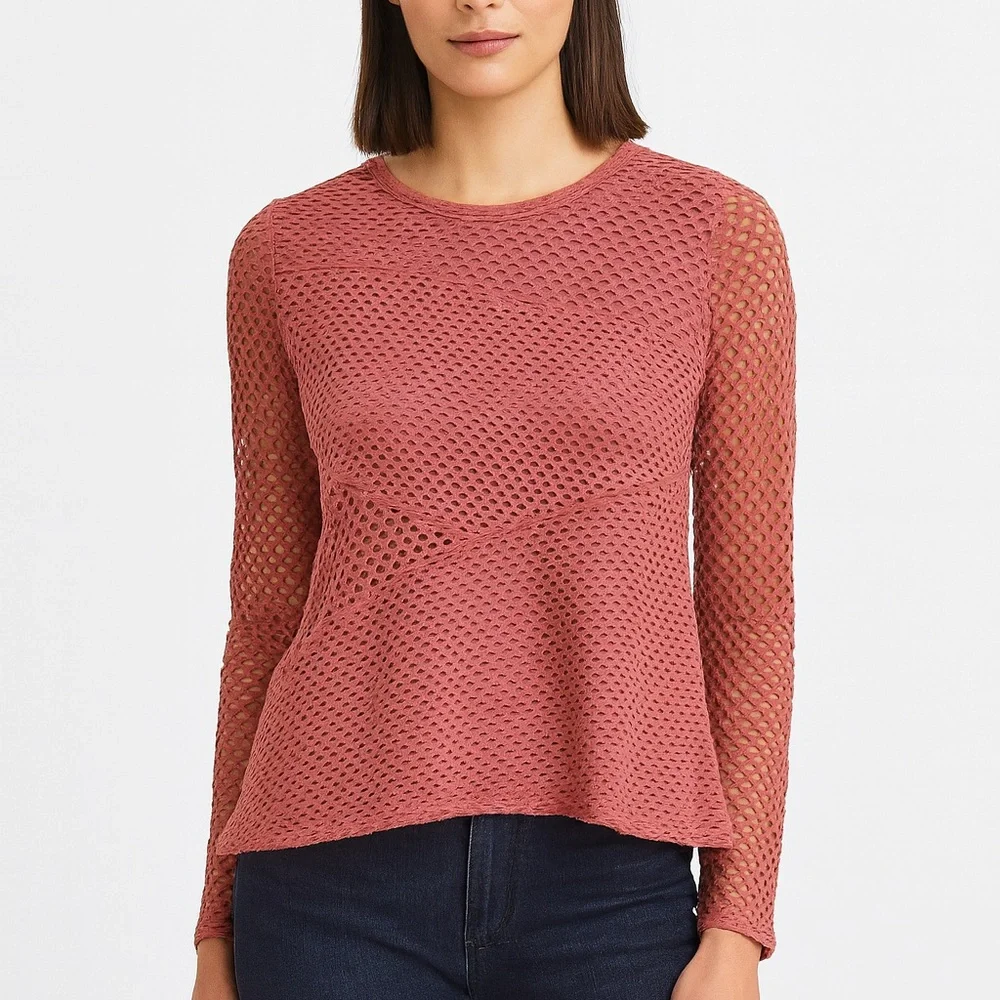 BCBGMaxAzria Lace Detail Top in Rose